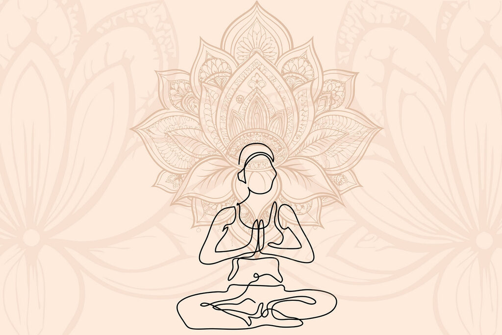 Desenul unei femei stând în poziția lotus Desenul unei femei stând în poziția lotus