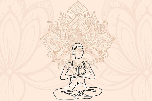 Desenul unei femei stând în poziția lotus Desenul unei femei stând în poziția lotus