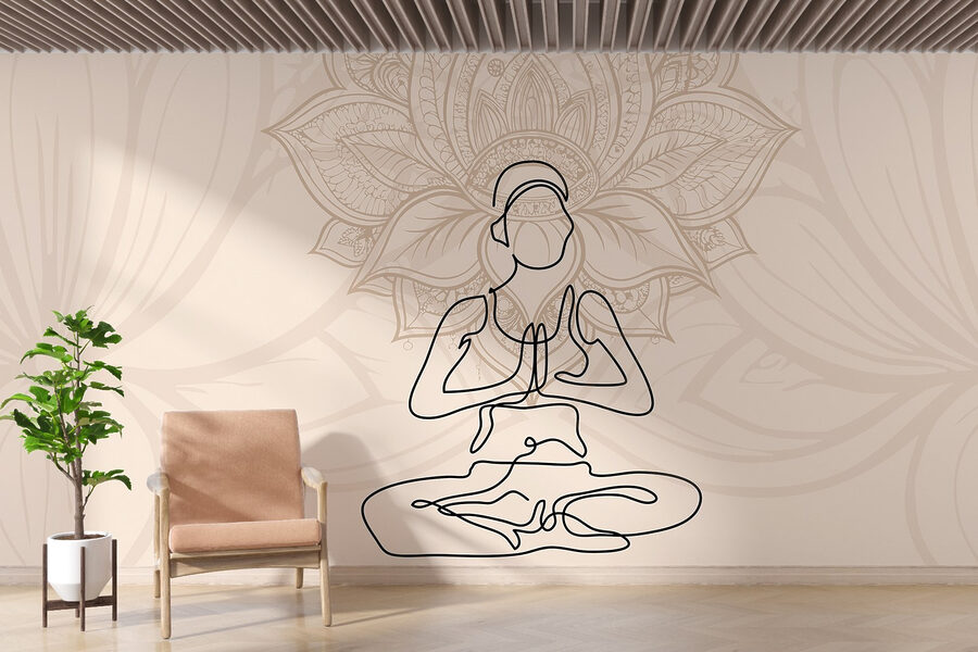 Desenul unei femei stând în poziția lotus