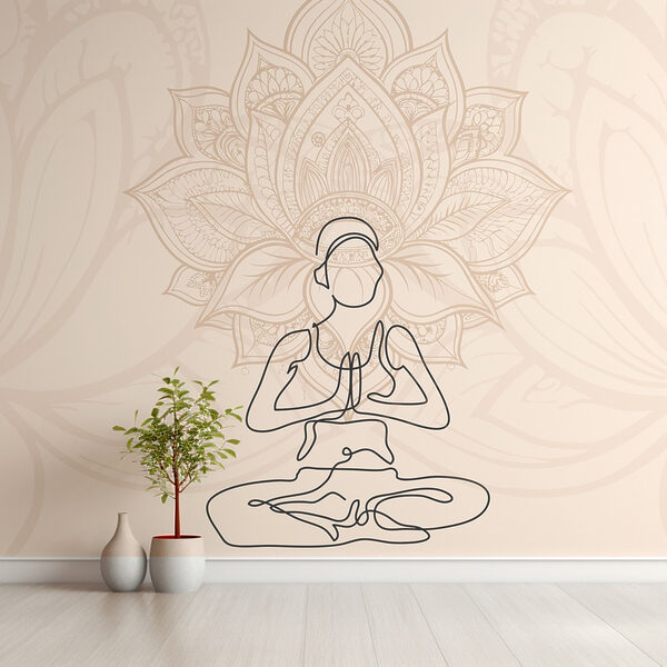 Desenul unei femei stând în poziția lotus Desenul unei femei stând în poziția lotus