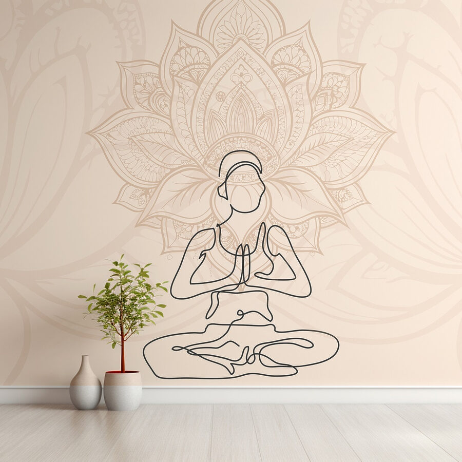 Desenul unei femei stând în poziția lotus