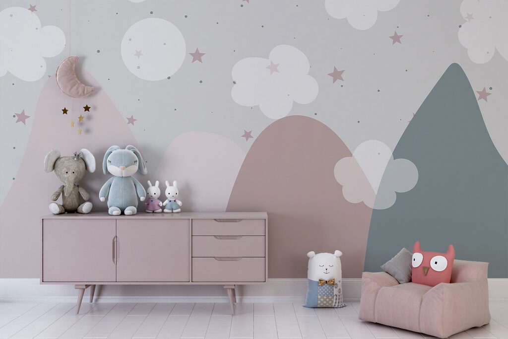 Landscape with clouds and stars