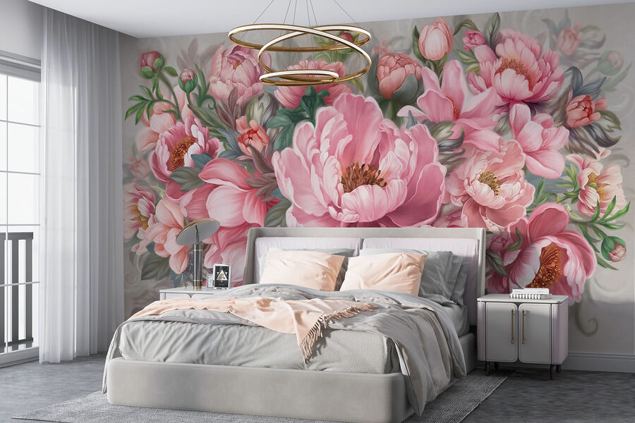 Pictura de flori roz