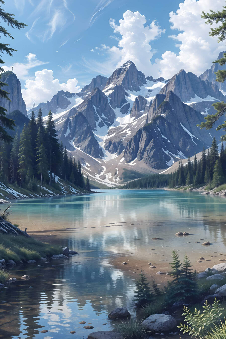 Lac înconjurat de munți Lac înconjurat de munți