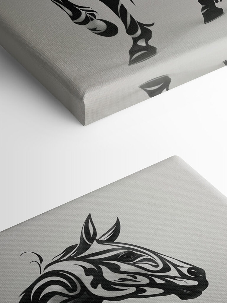Black and white horse with swirls Black and white horse with swirls
