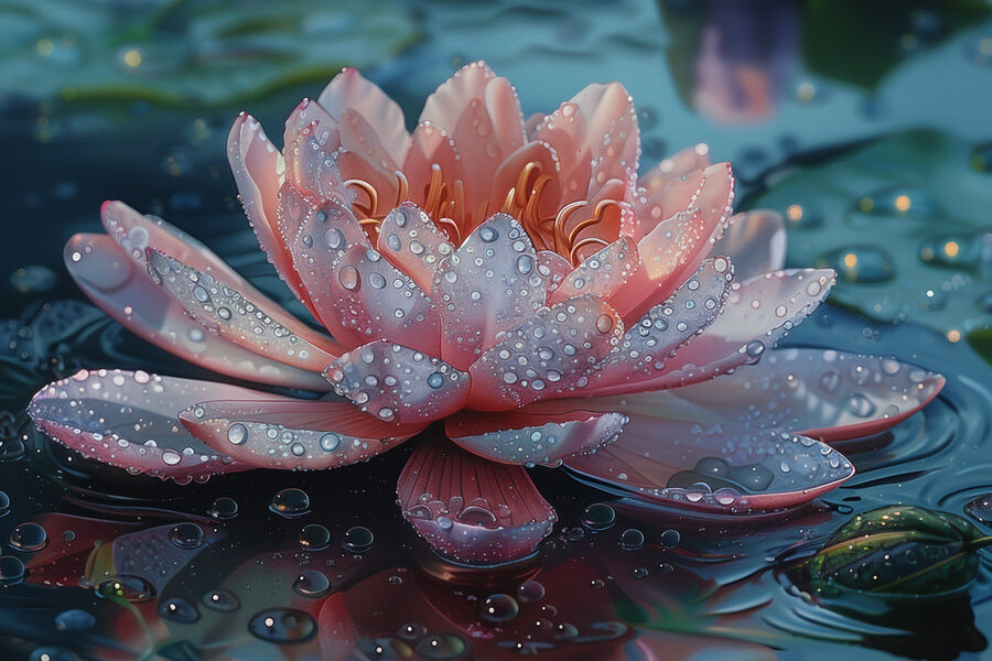 Floare roz cu picături de apă pe ea Floare roz cu picături de apă pe ea