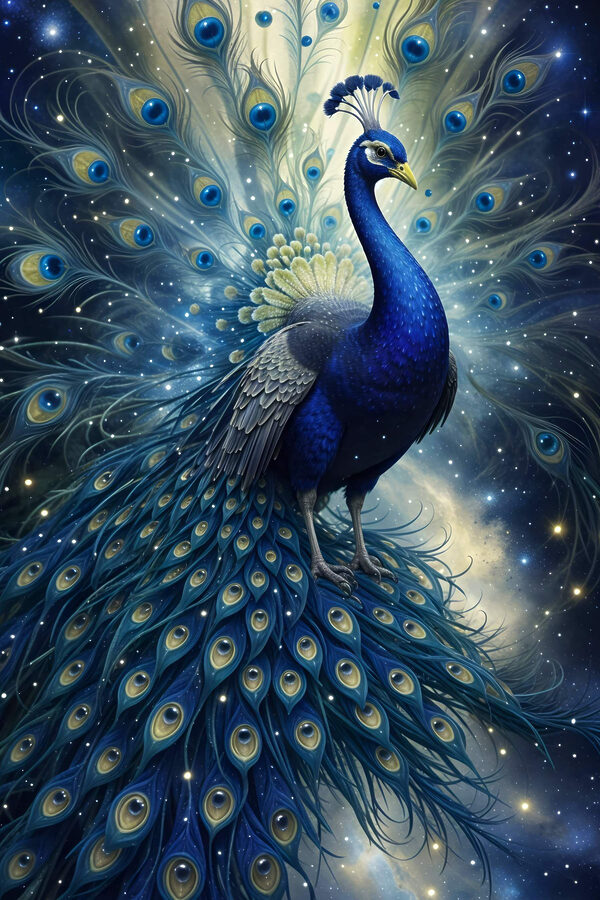 Păun maiestuos în splendoare cosmică Păun maiestuos în splendoare cosmică