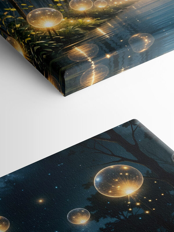 Glowing bubbles in a forest