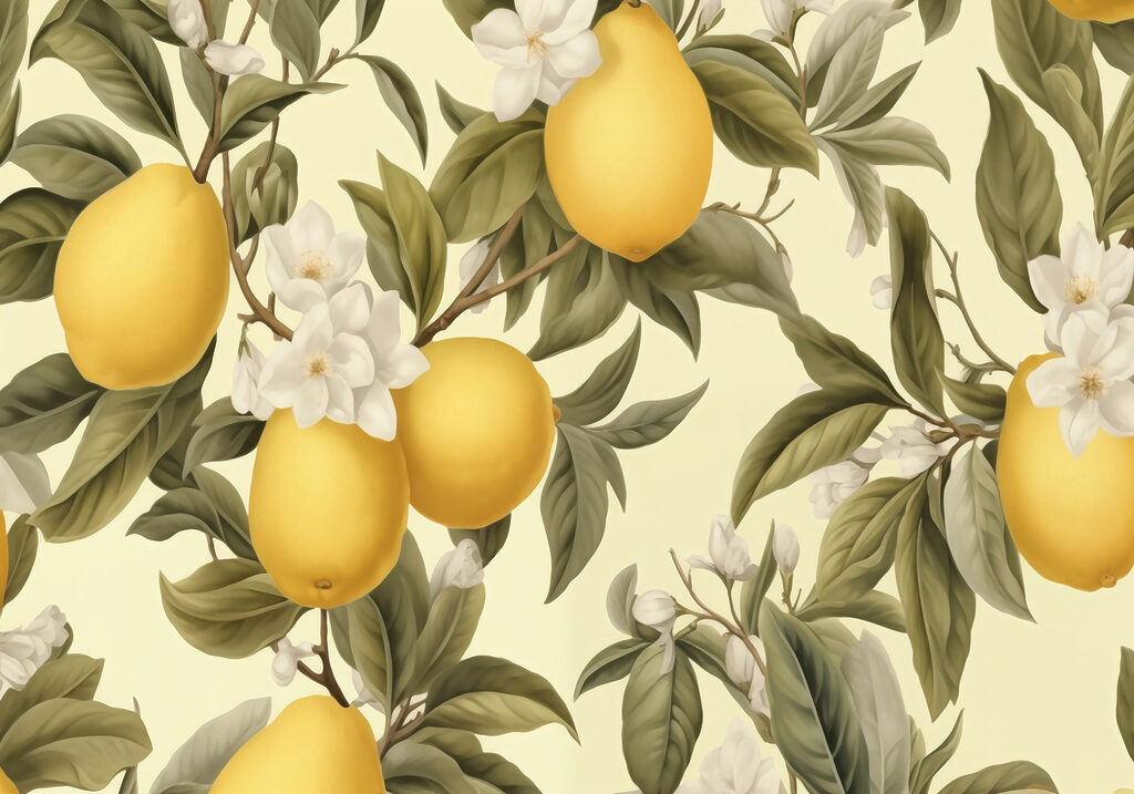 Wallpaper cu lămâi și flori Wallpaper cu lămâi și flori