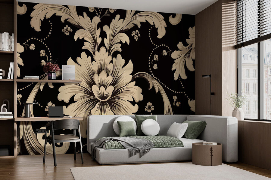Model floral intricat pe fundal închis