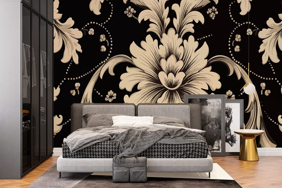 Model floral intricat pe fundal închis