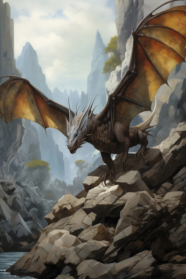 Dragon pe un deal stâncos Dragon pe un deal stâncos