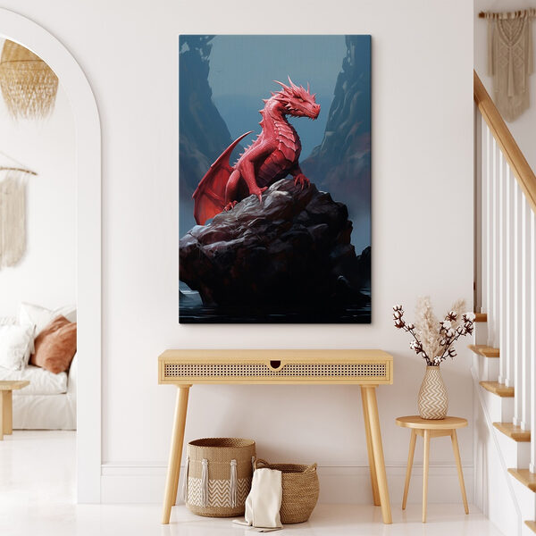 Dragon roșu pe o stâncă Dragon roșu pe o stâncă