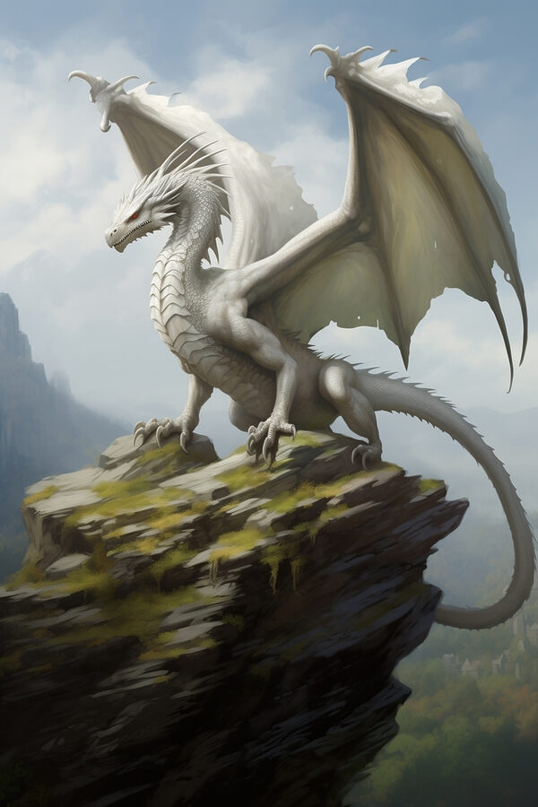 Dragon alb pe o stâncă Dragon alb pe o stâncă
