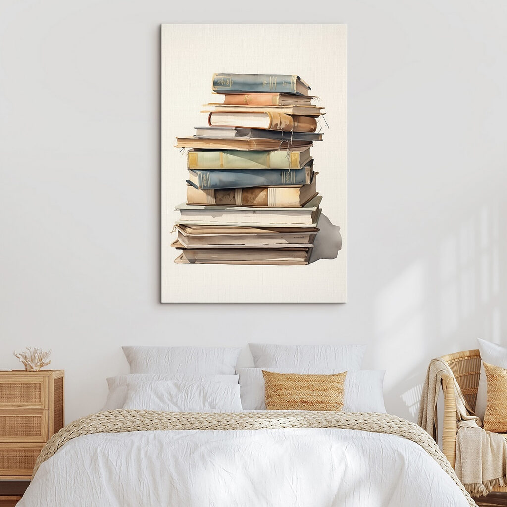 Watercolor of a stack of books