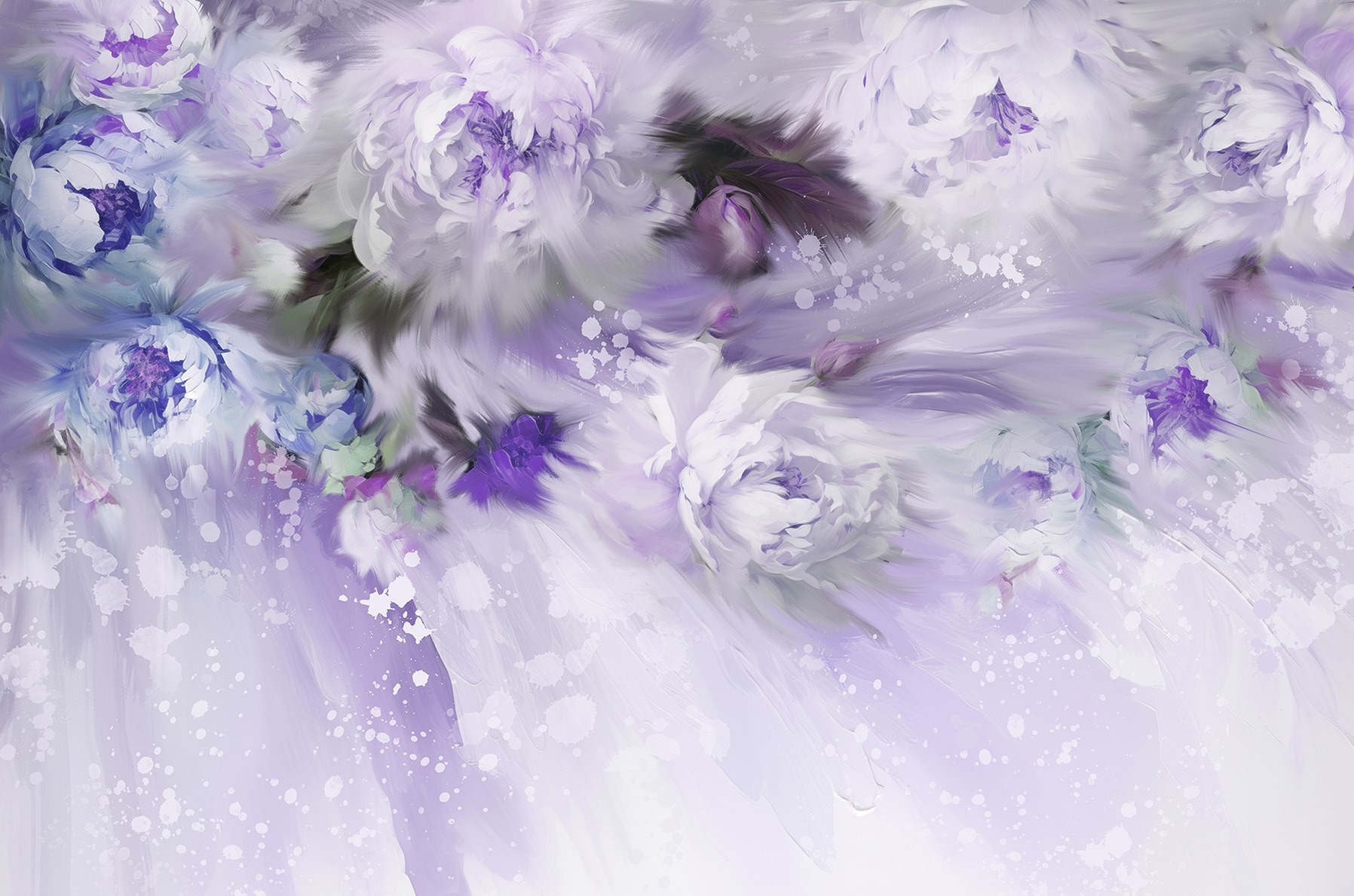 Painting of flowers and feathers