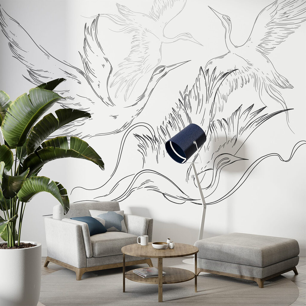 Drawing of birds flying
