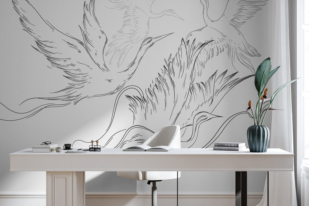 Drawing of birds flying