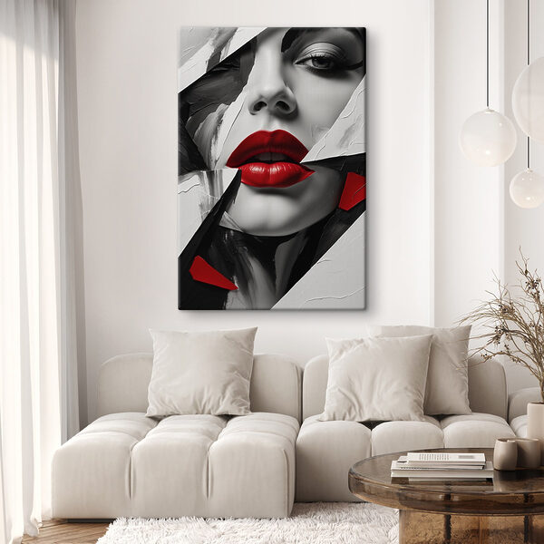 Buze roșii în mijlocul unui design abstract Buze roșii în mijlocul unui design abstract