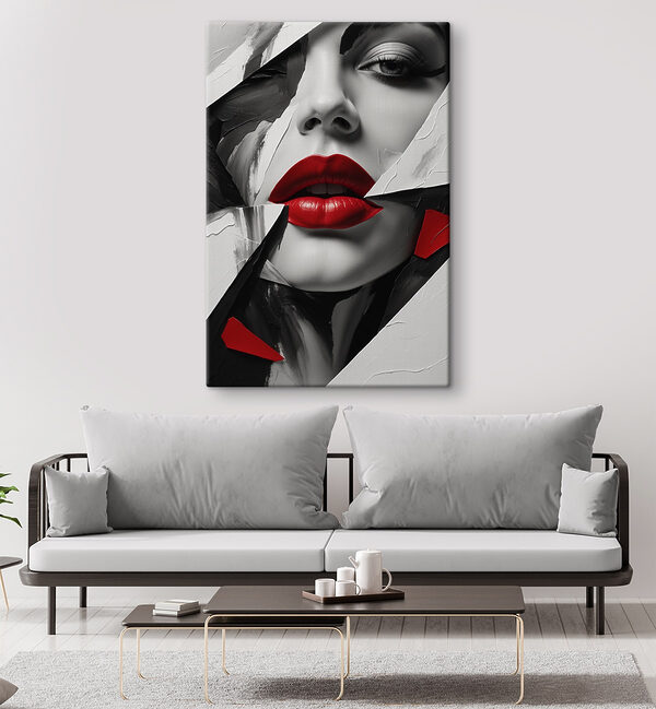 Buze roșii în mijlocul unui design abstract Buze roșii în mijlocul unui design abstract