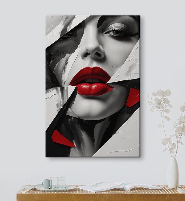 Buze roșii în mijlocul unui design abstract Buze roșii în mijlocul unui design abstract