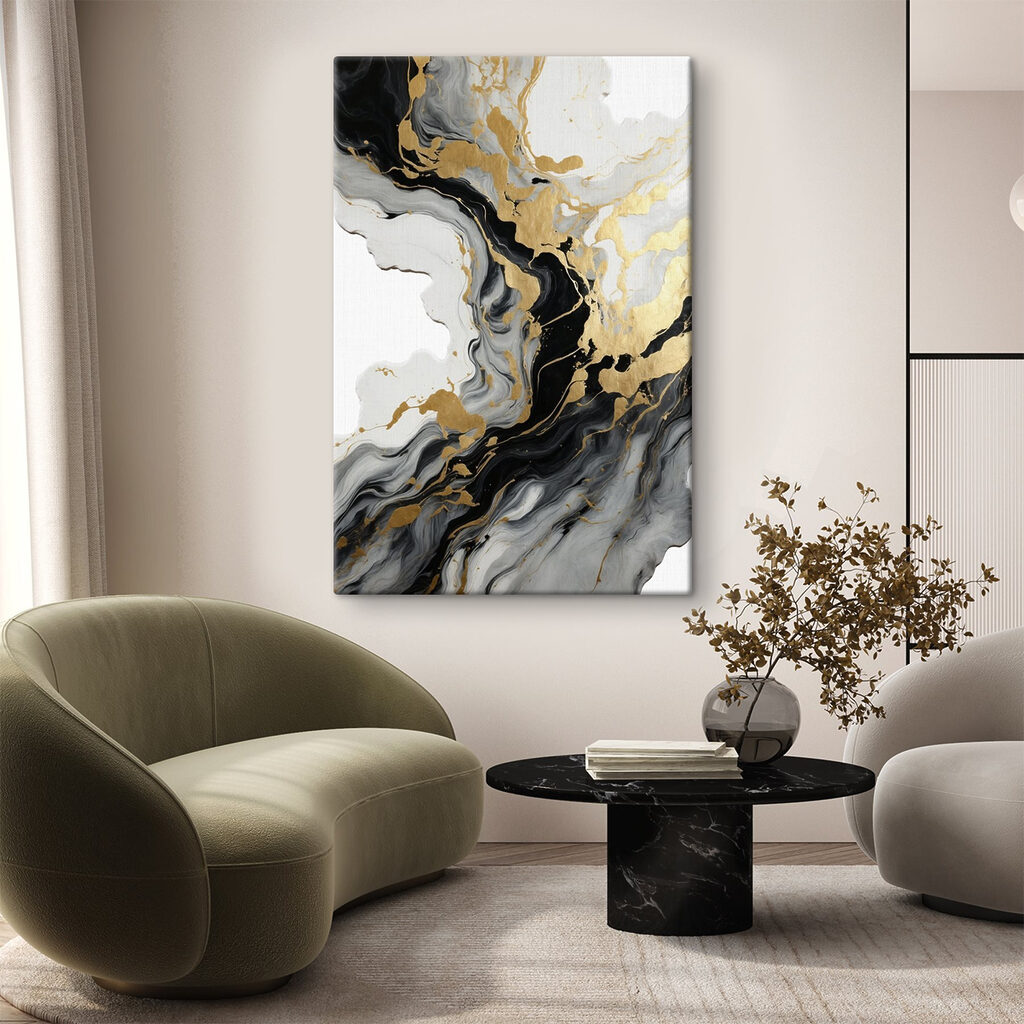 Flowing black and white patterns unite