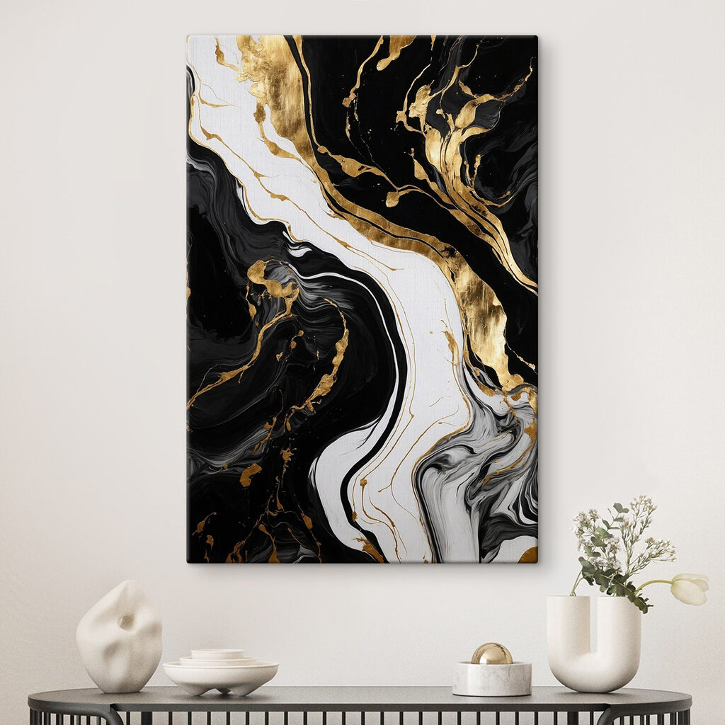 Abstract swirls of black and white