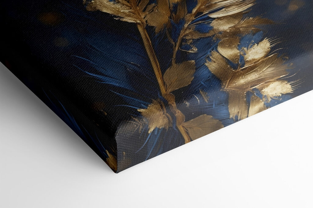 Vibrant feathers against a dark backdrop