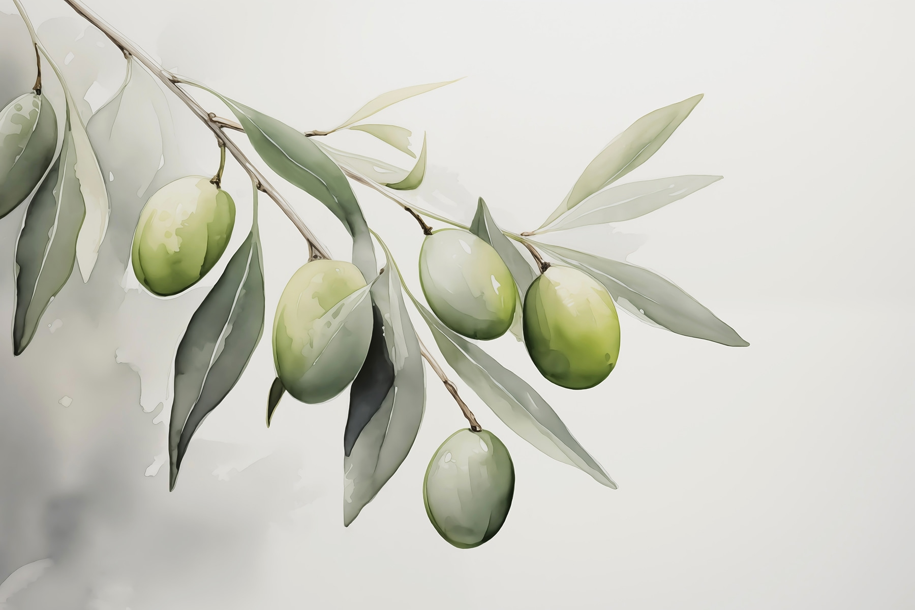 Branch with green fruits and leaves