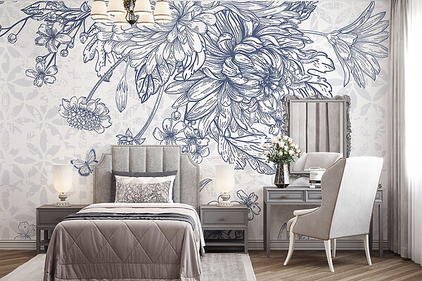 Ilustrație florală cu fluturi delicați Ilustrație florală cu fluturi delicați