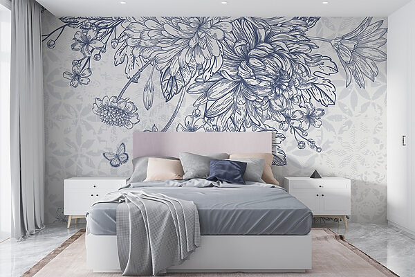 Ilustrație florală cu fluturi delicați Ilustrație florală cu fluturi delicați