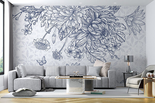 Ilustrație florală cu fluturi delicați Ilustrație florală cu fluturi delicați