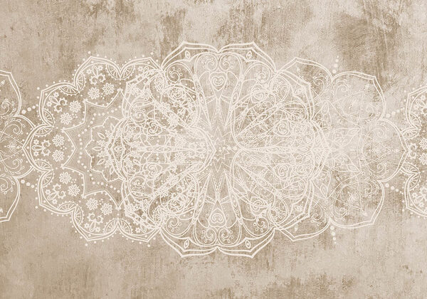 Design ornamentat alb pe o suprafață maro Design ornamentat alb pe o suprafață maro