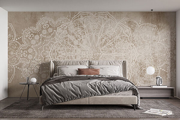 Design ornamentat alb pe o suprafață maro Design ornamentat alb pe o suprafață maro