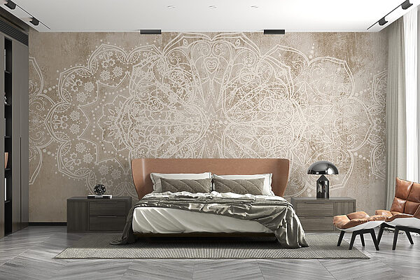 Design ornamentat alb pe o suprafață maro Design ornamentat alb pe o suprafață maro