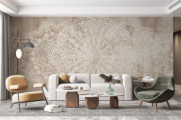 Design ornamentat alb pe o suprafață maro Design ornamentat alb pe o suprafață maro