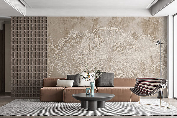 Design ornamentat alb pe o suprafață maro Design ornamentat alb pe o suprafață maro