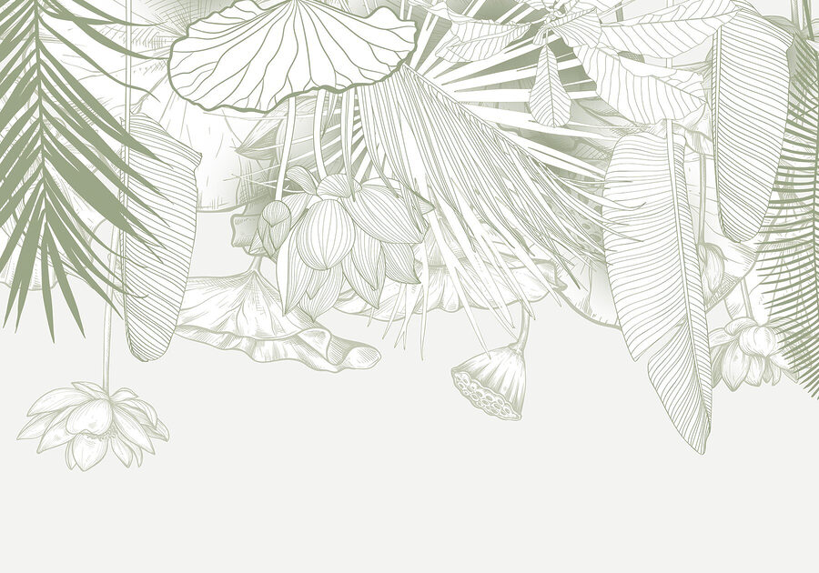 Delicate line art de floră tropicală