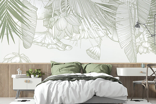 Delicate line art de floră tropicală Delicate line art de floră tropicală