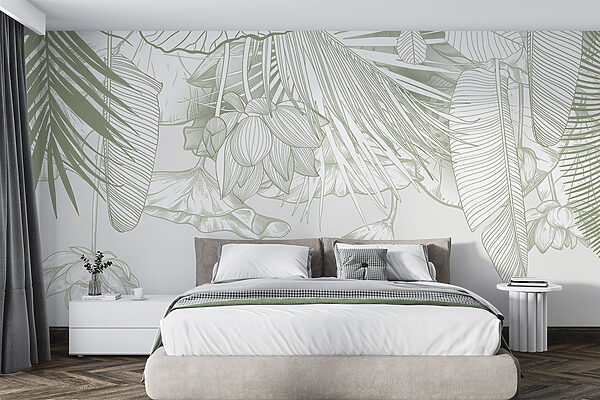 Delicate line art de floră tropicală Delicate line art de floră tropicală