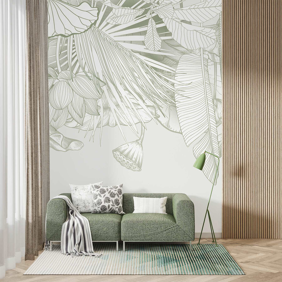 Delicate line art de floră tropicală