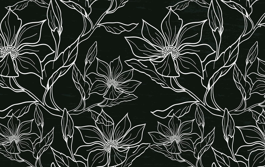 Model floral alb-negru Model floral alb-negru