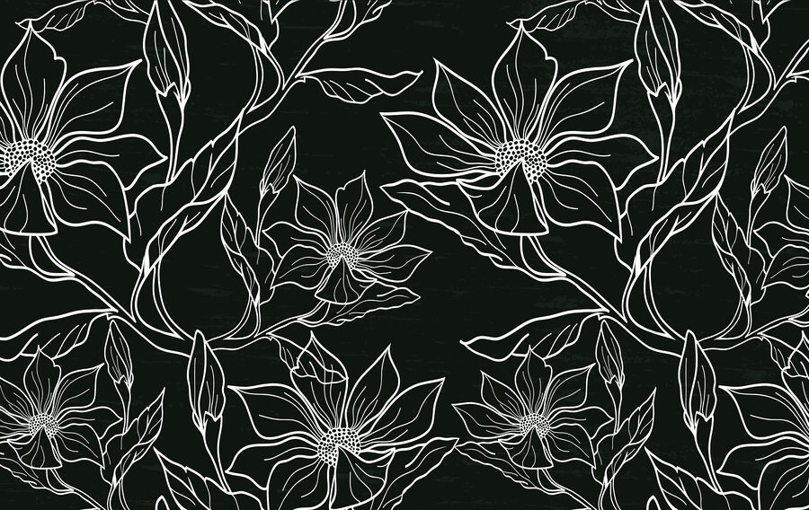 Model floral alb-negru