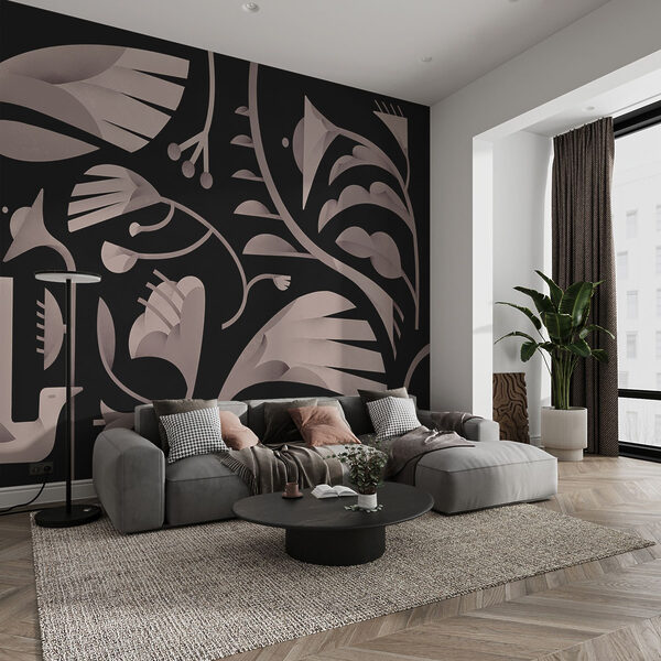 Design floral alb și negru Design floral alb și negru