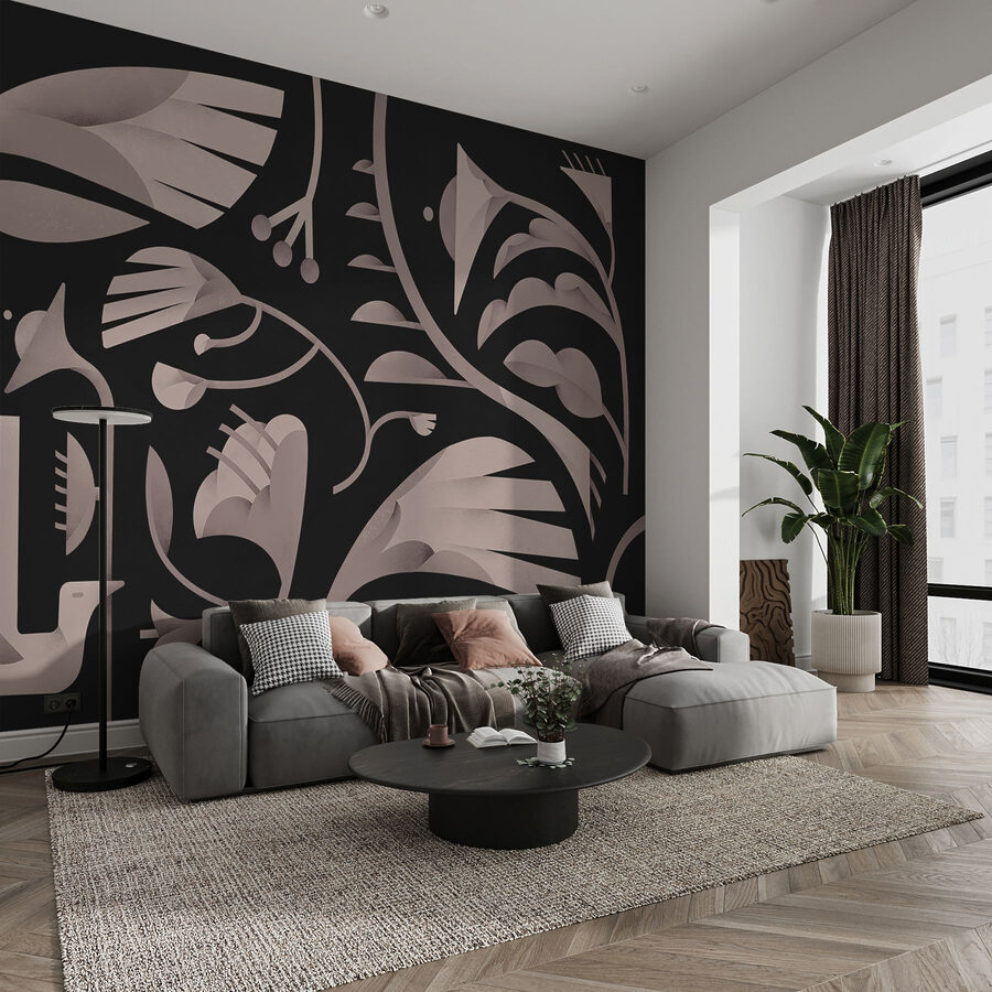 Design floral alb și negru Design floral alb și negru