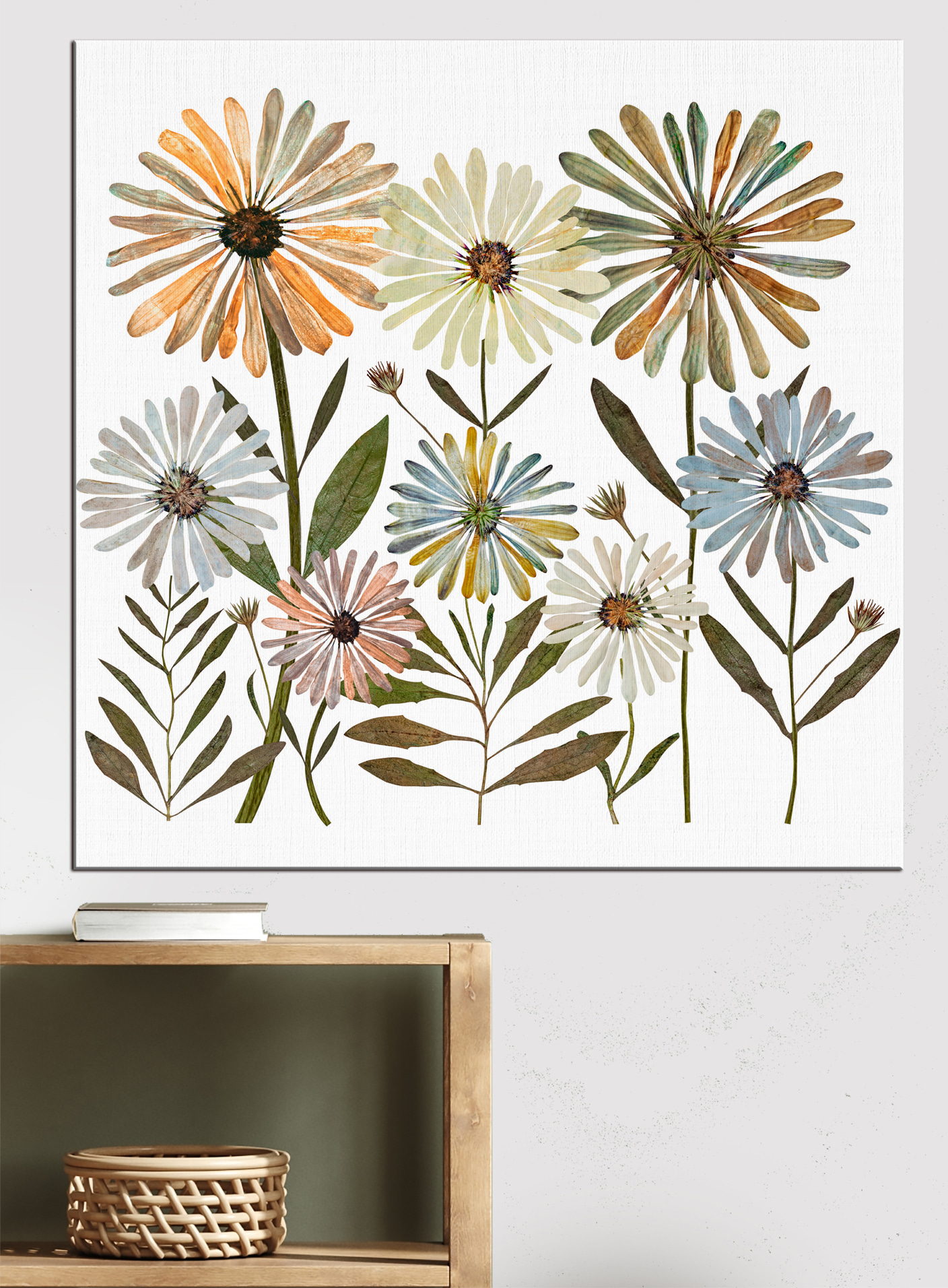 Group of flowers with leaves Group of flowers with leaves