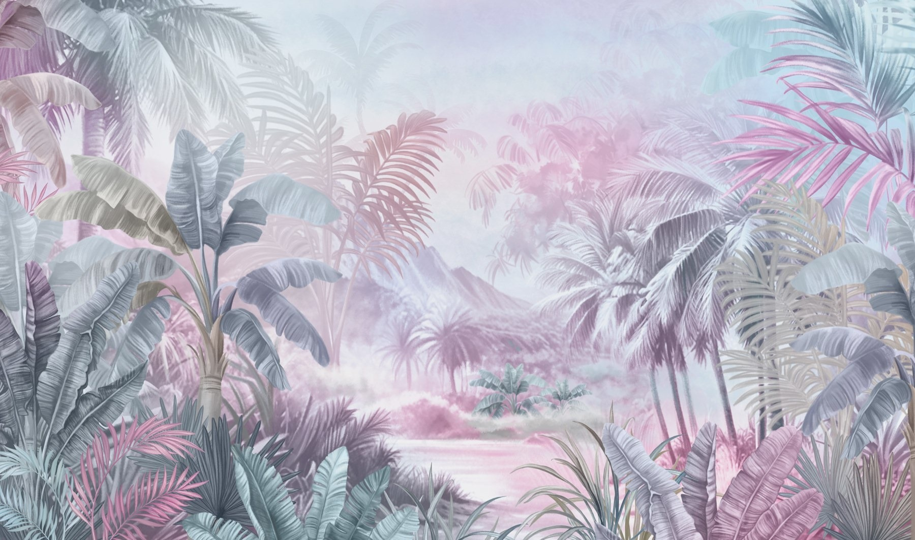 Painting of a forest with palm trees Painting of a forest with palm trees