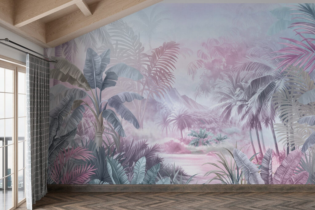 Painting of a forest with palm trees Painting of a forest with palm trees