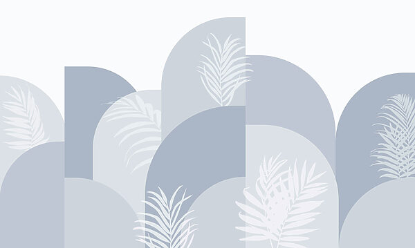 White leaves on a blue background
