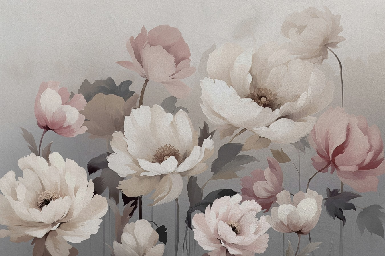 Painting of flowers on a wall